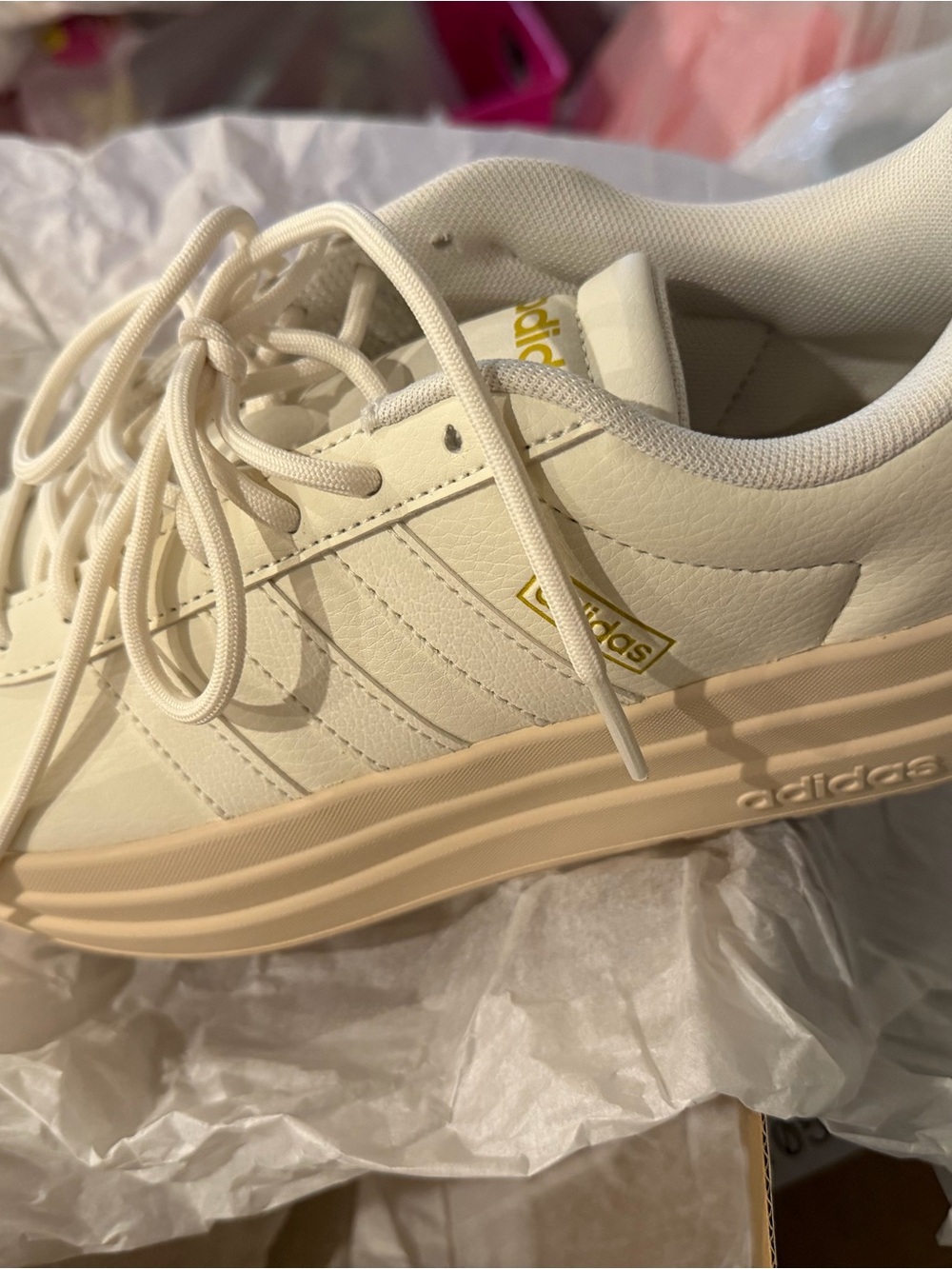 adidas Off-White & Beige Platform Trainer